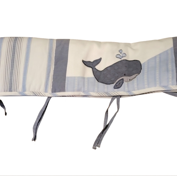 Levtex Boho Bay Blue & White Ocean - Sea Life - Whale Baby Crib Rail Guard - Picture 4 of 17